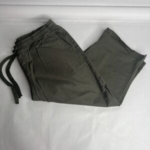 Denim & Co Twill Capri Pant Sage Green Long Shorts Pull On Crop Pant M